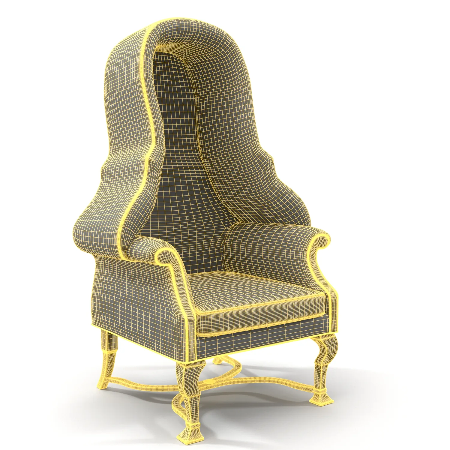 Upholstered Hooded Porters Chair 3D Model_07